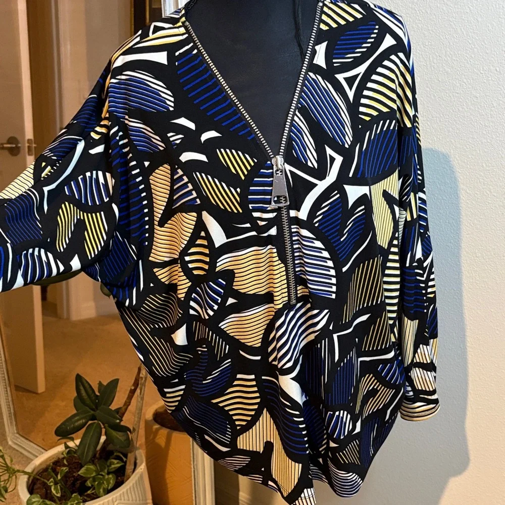 Alfani Colorful Geometric Dolman sleeve Top - Picture 1 of 8